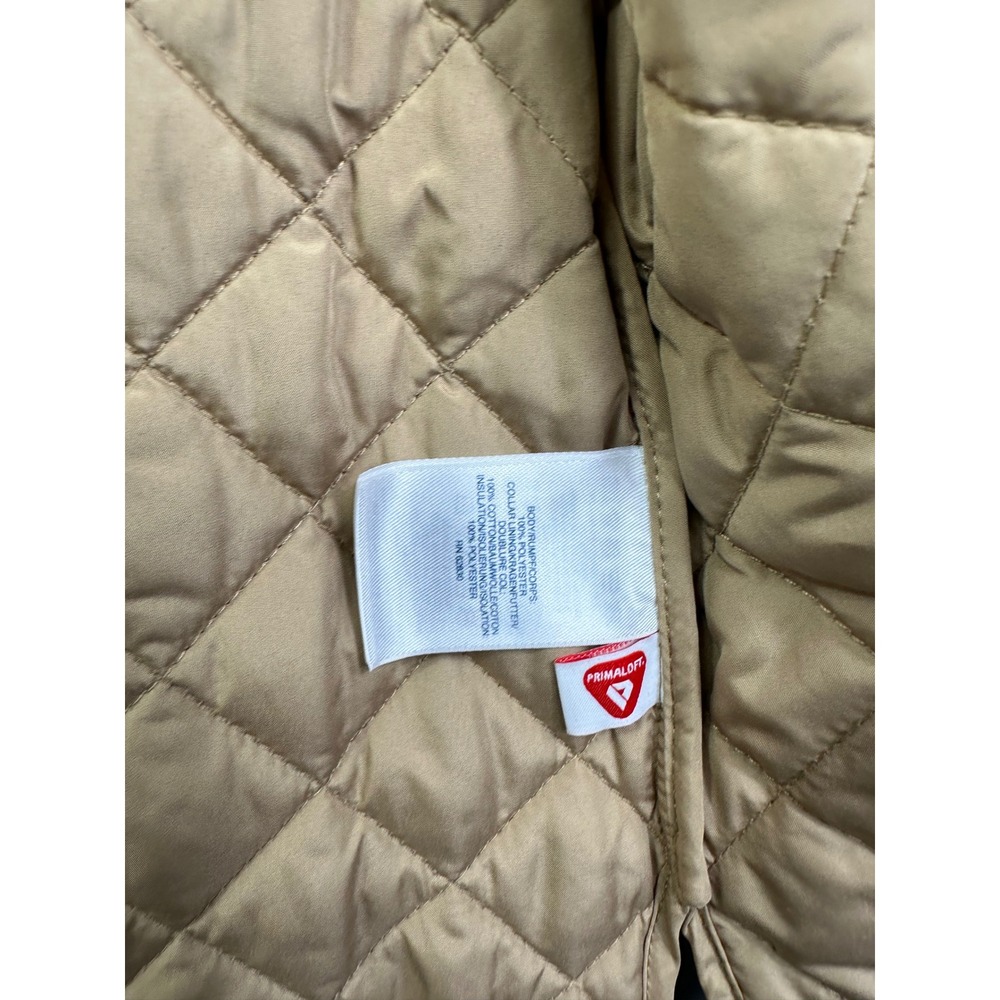 Lands' End Women Medium Quilted Primaloft Vest Brown Navy Check Plaid Snap Front - Picture 5 of 11